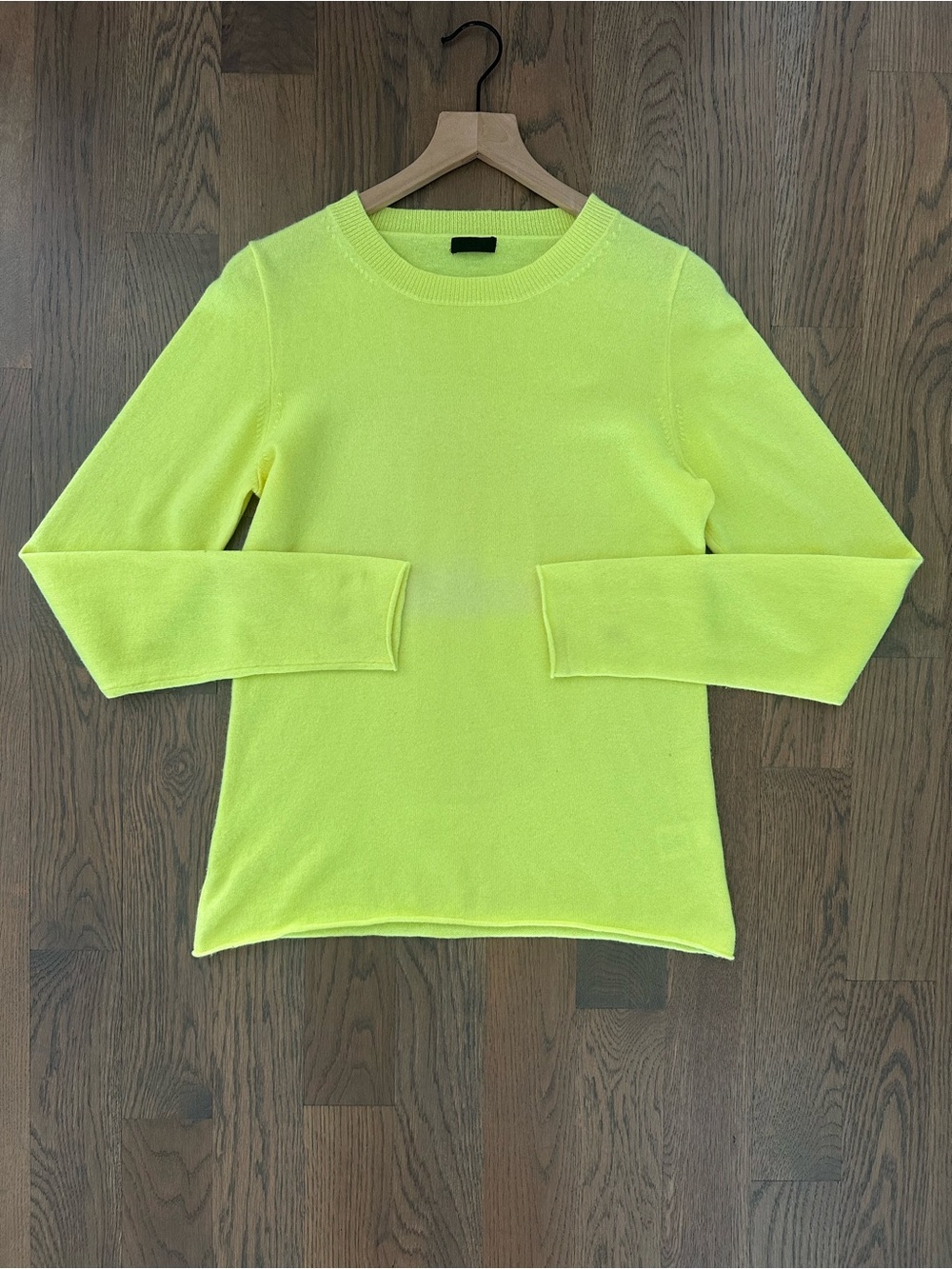 J. Crew Collection Cashmere F5916 Long Sleeve Sweater Neon Yellow Large